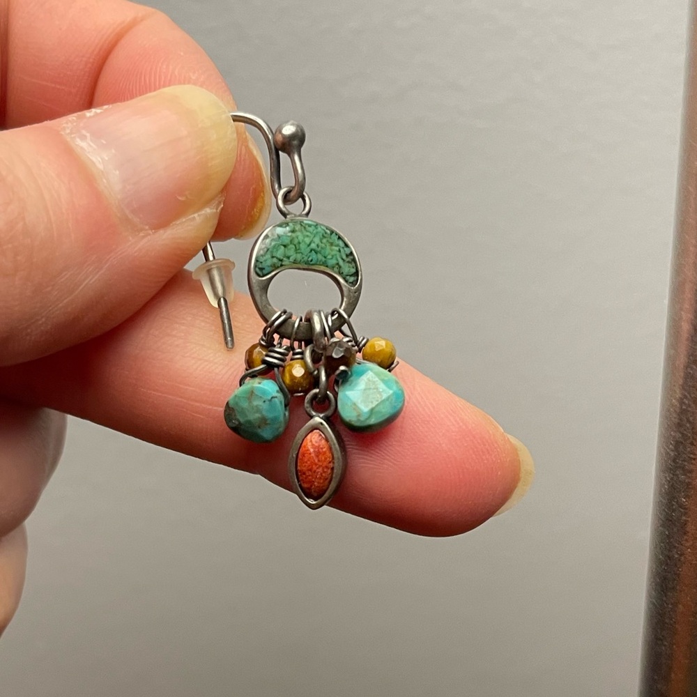 Silpada ( vintage)  Dangle Earrings with Turquoise and Orange Accents